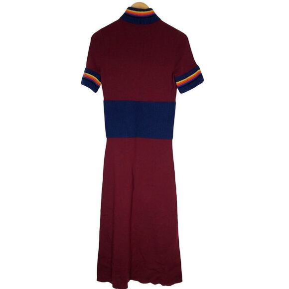 Marina Moscone Cycling Dress Wool Turtleneck Sweater Midi Size M Red - Picture 6 of 14